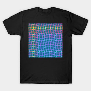 Wavy Plaid Rainbow on Dark Teal Repeat 5748 T-Shirt